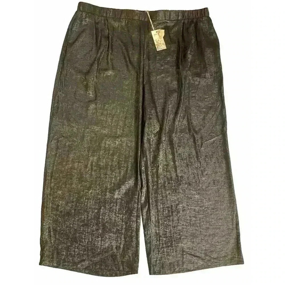 Johnny Was Women’s Pants 3X Black Shimmer Crinkle High Rise Wide Leg NWT $295 - Picture 3 of 11